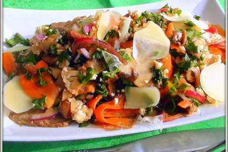 Севиче из овощей с печёным мясом и пармезаном. ceviche vegetables.