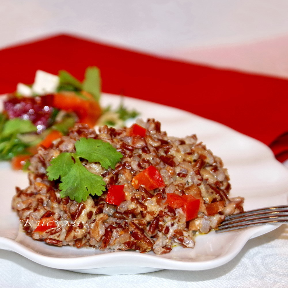 Красный рис (red rice) с беконом и овощами.тест-драйв - пошаговый рецепт с  фото (9347 просмотров)