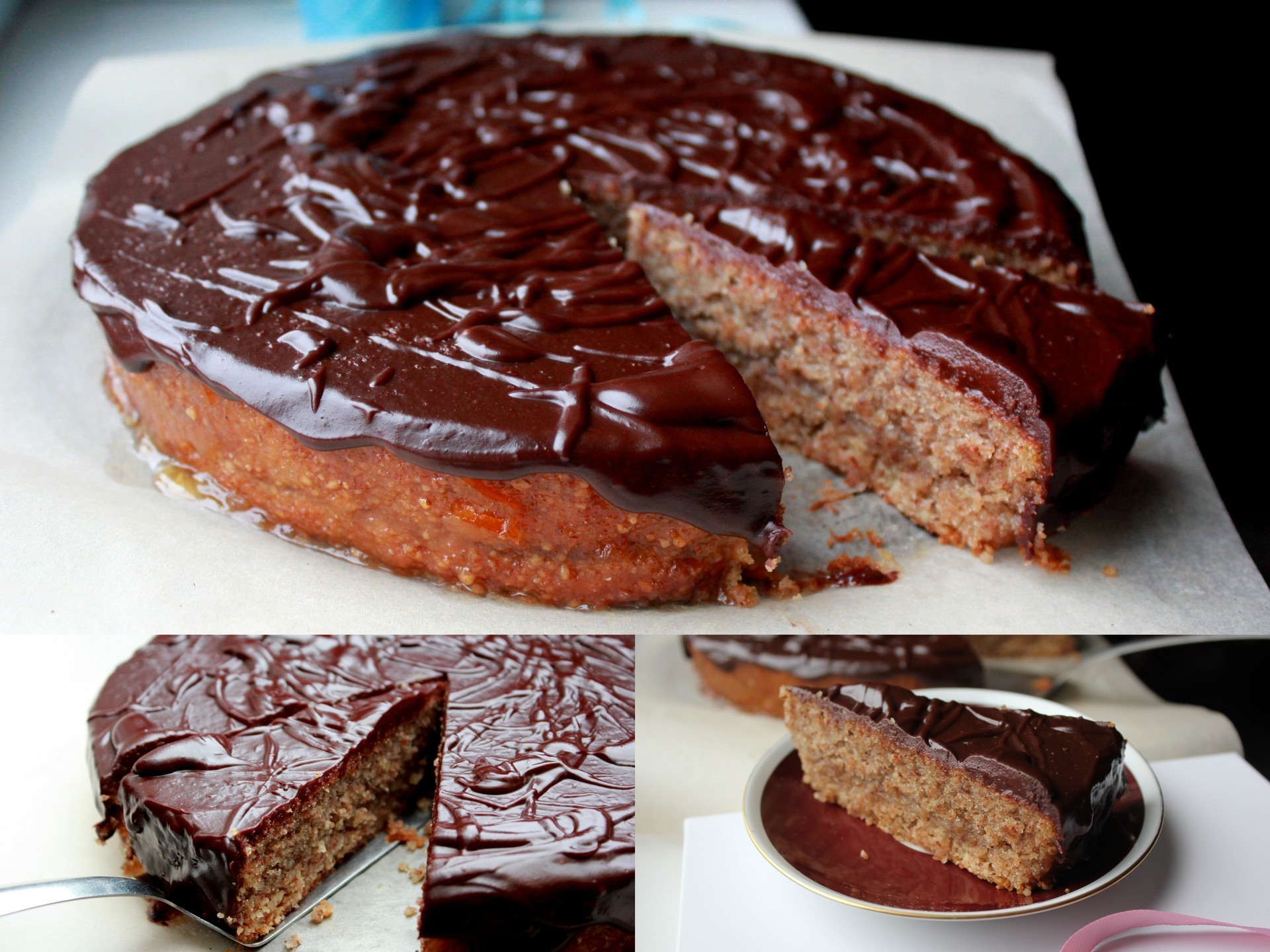Бисквитный пирог с шоколадной глазурью