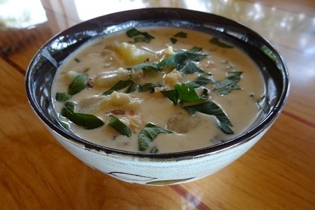 Фото к рецепту: Кремовый суп с лангустинами и тэкилой