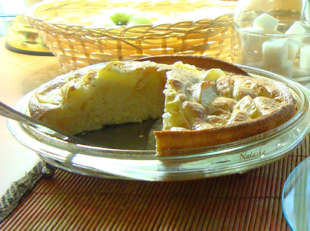 Яблочный пирог на майонезе с геркулесом