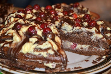 Шоколадно вишневый торт рецепт с фото пошагово