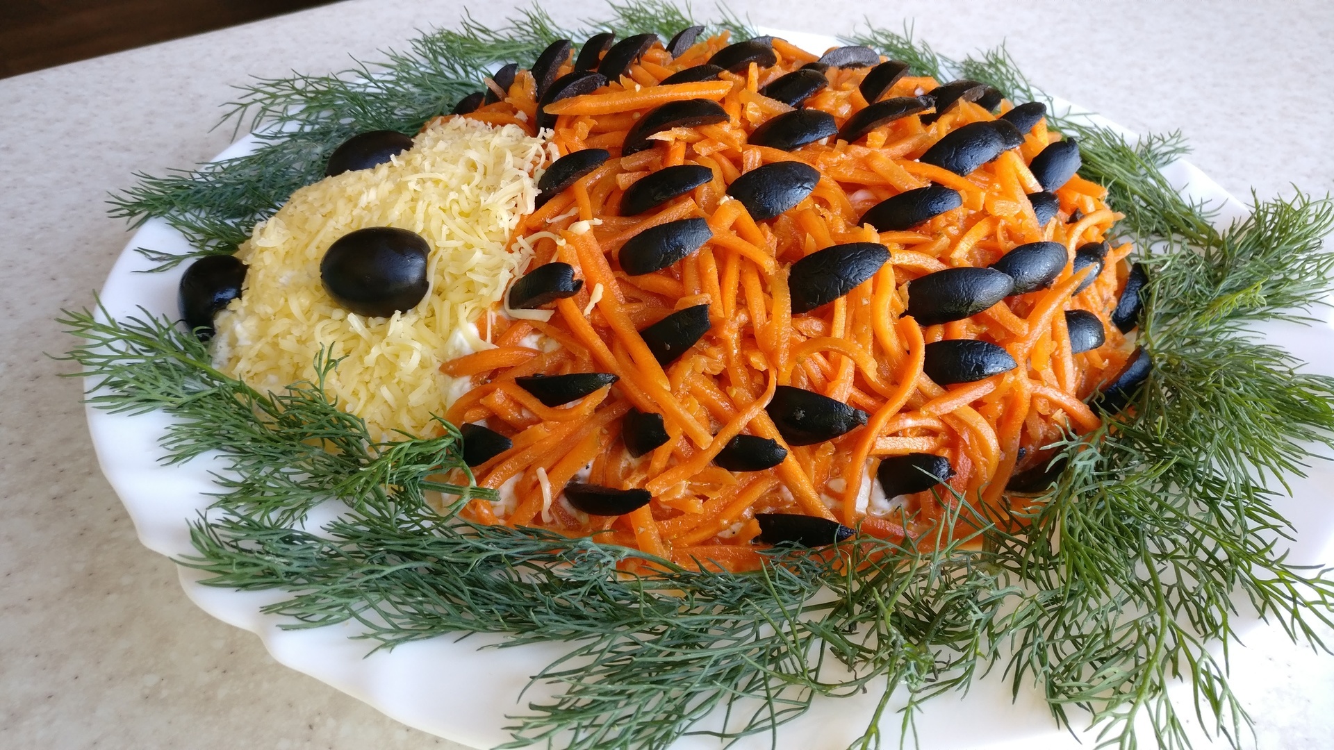 Салат ёжик с корейской морковкой