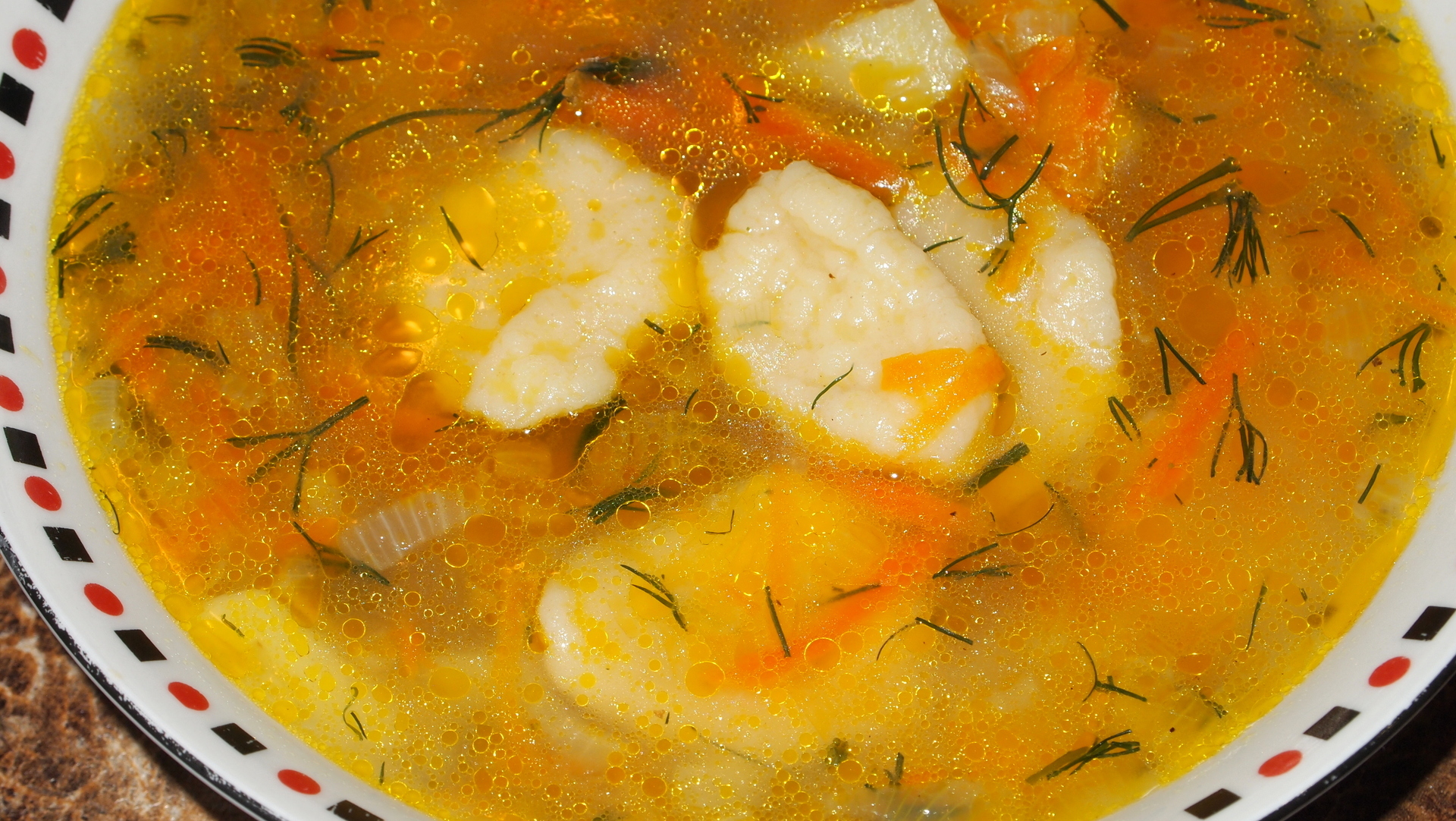 Суп с галушками на курином бульоне Бабушкин