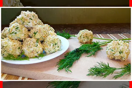 Шарики из куриной грудки с сыром и арахисом