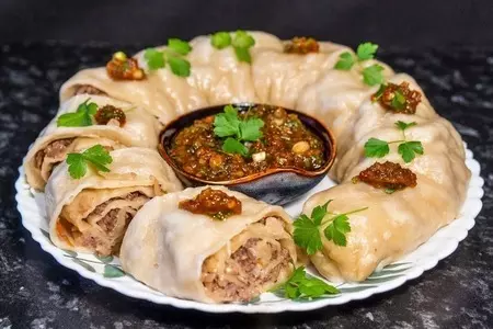 "ханум" с мясной начинкой по-быстрому