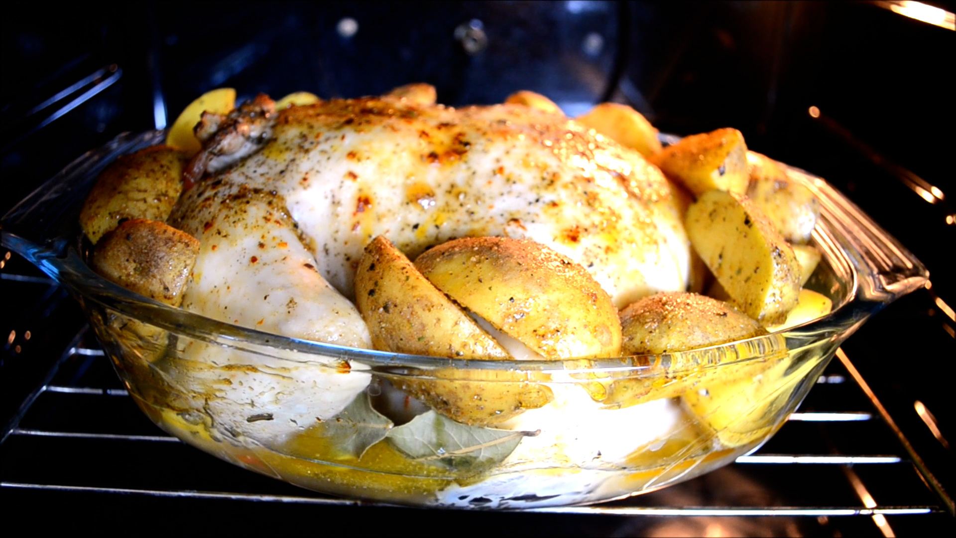 Курица в духовке с картошкой на протвине целиком простой рецепт с фото пошагово