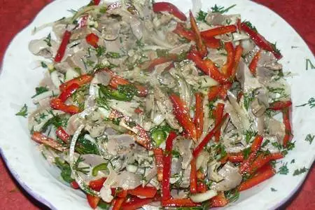 Холодная закуска из куриных желудков