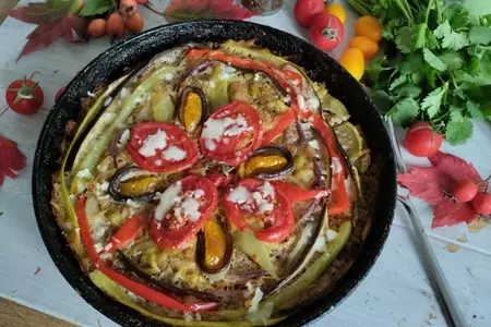 Картофельно-мясная запеканка с овощами