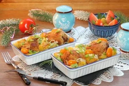 Пряная курица на косточке с картофелем