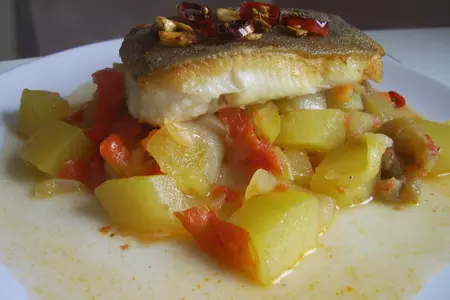 "halibut" с овощами