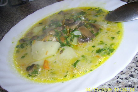 Суп грибной с плавленным сыром