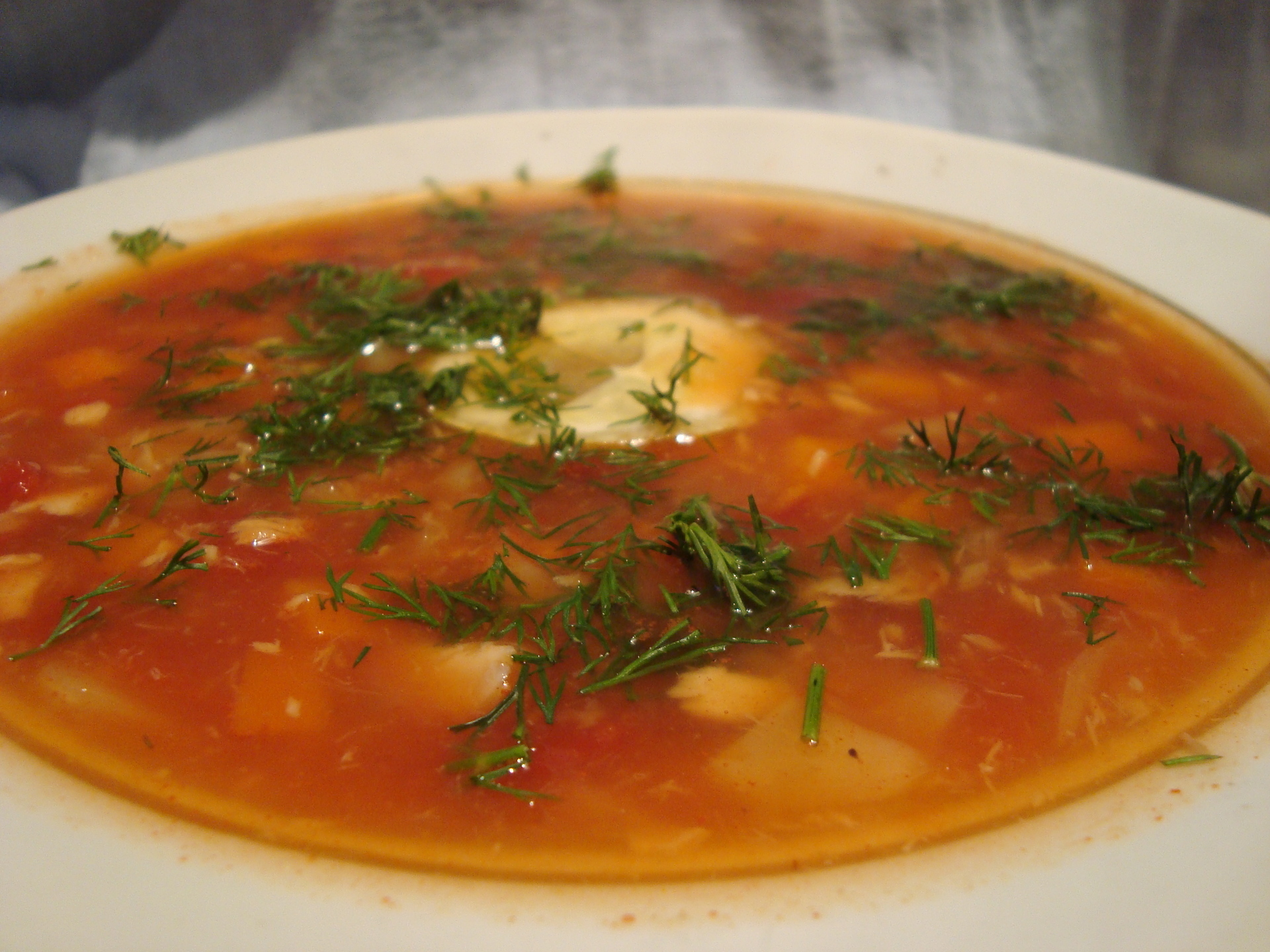 Суп из горбуши с помидорами