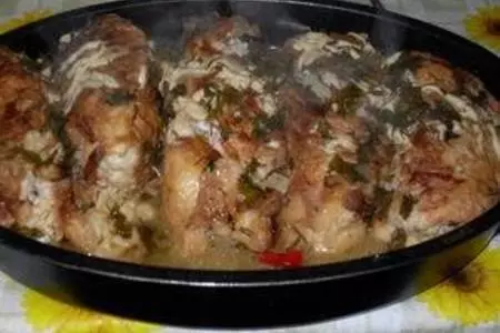 Куриные рулетики с сыром и ананасами в кляре