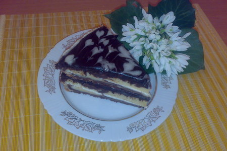 Шоколадный мраморный торт Зебра Волна простой рецепт с фото пошагово