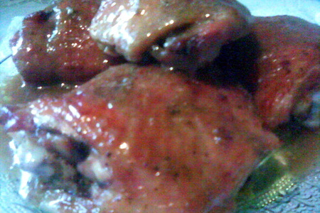 Фото к рецепту: Куриные бедрышки, запеченные в маринаде (если лень возиться с пастромой :))