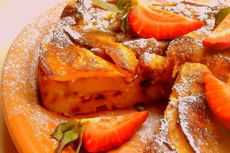 Пирог из кекса (с яблоками, корицей и молочной заливкой)! bread &amp; butter pudding.