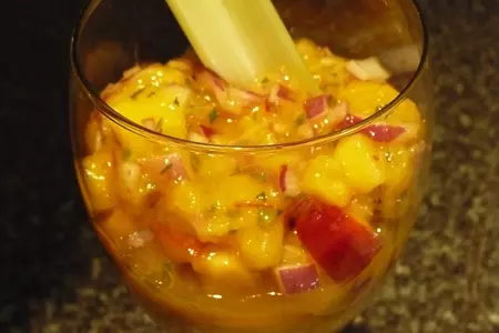 Mango and red onion salsa