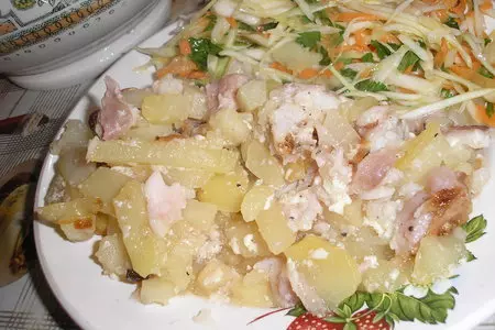 Морской язык запеченный с картошечкой