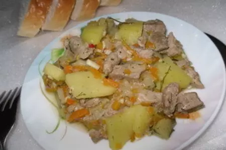 Рагу с мясом и печенью