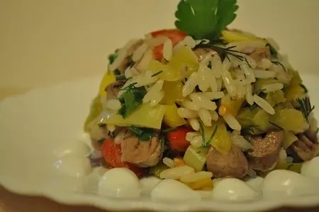 Салат с куриными сердечками